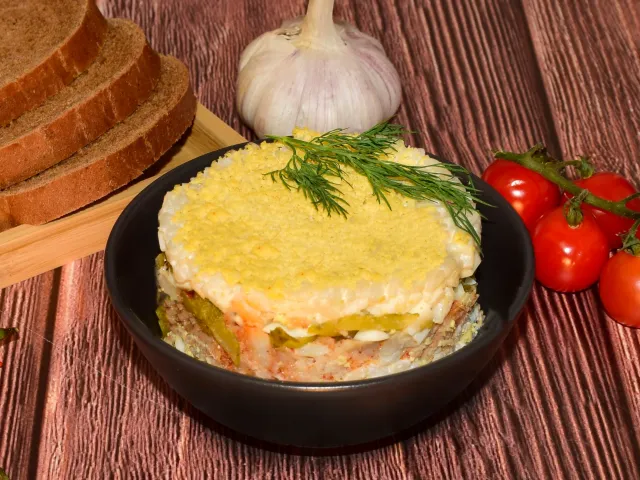 Салат Мимоза с рисом